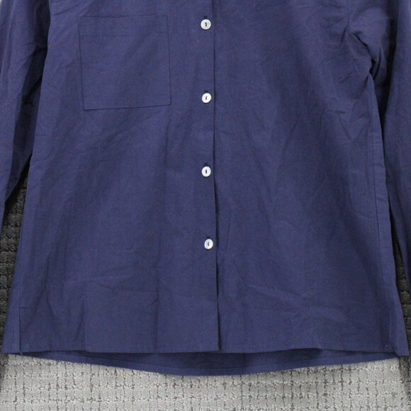 Mo:vint Shirt Womens XS Navy Blue Solid Button Down Long Sleeve Collared NWT - Picture 4 of 9